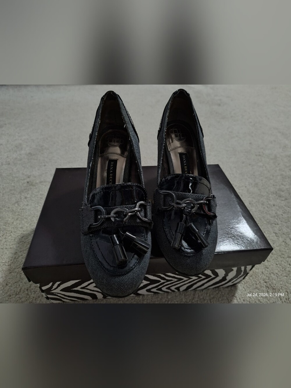Dana Buchman Black Tassel Chain Loafers